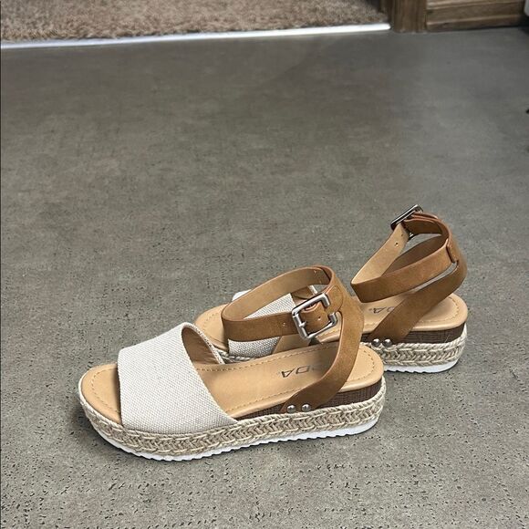 Soda Cream and Tan Espadrille Sandals - Picture 4 of 8
